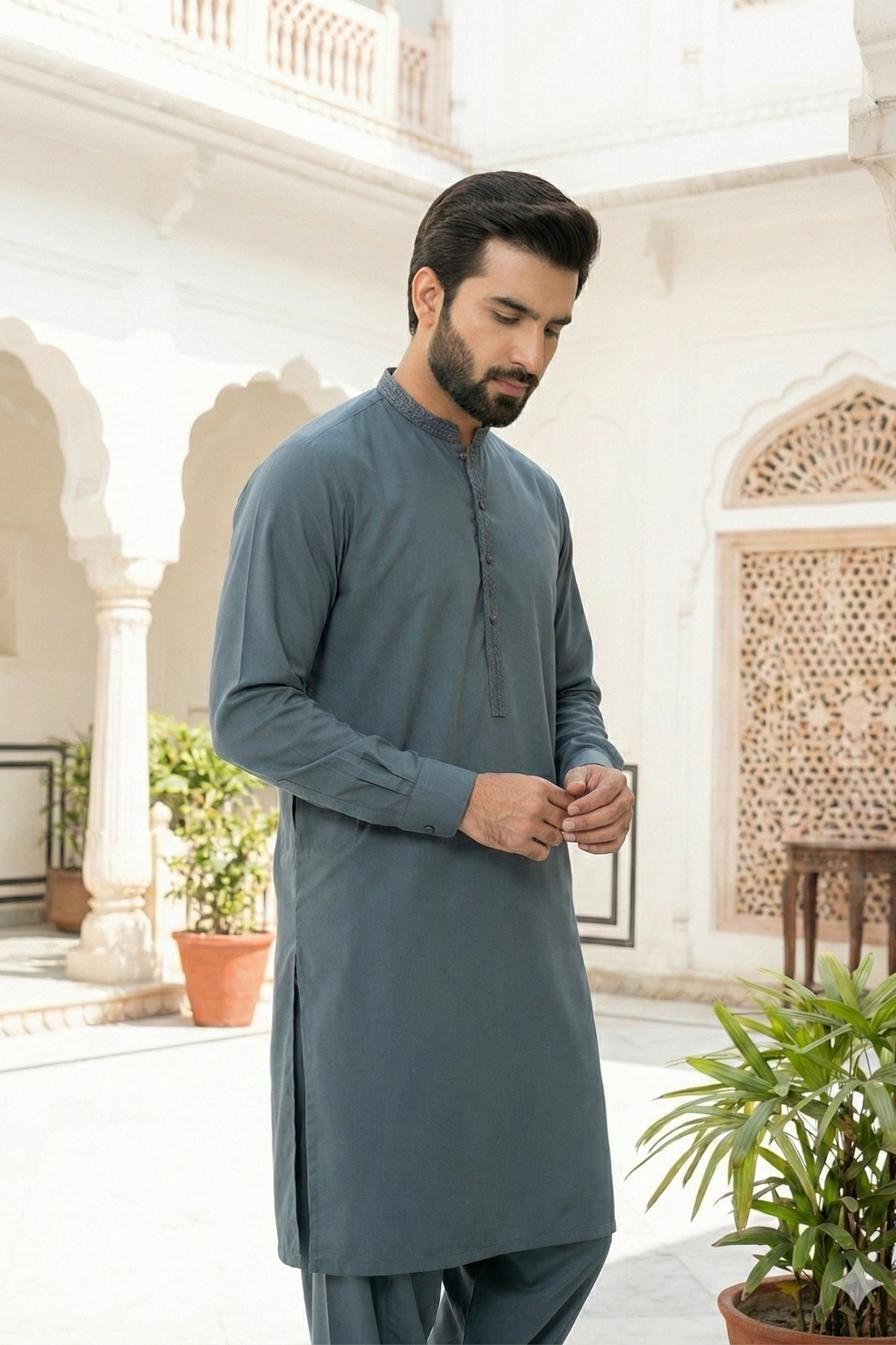 Allys Embroidered Pakistani Mens Shalwar Kameez ALM01
