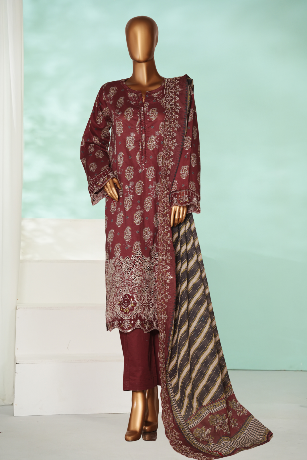 Bin Saeed Chikankari Lawn 3 Piece Suit BIN225