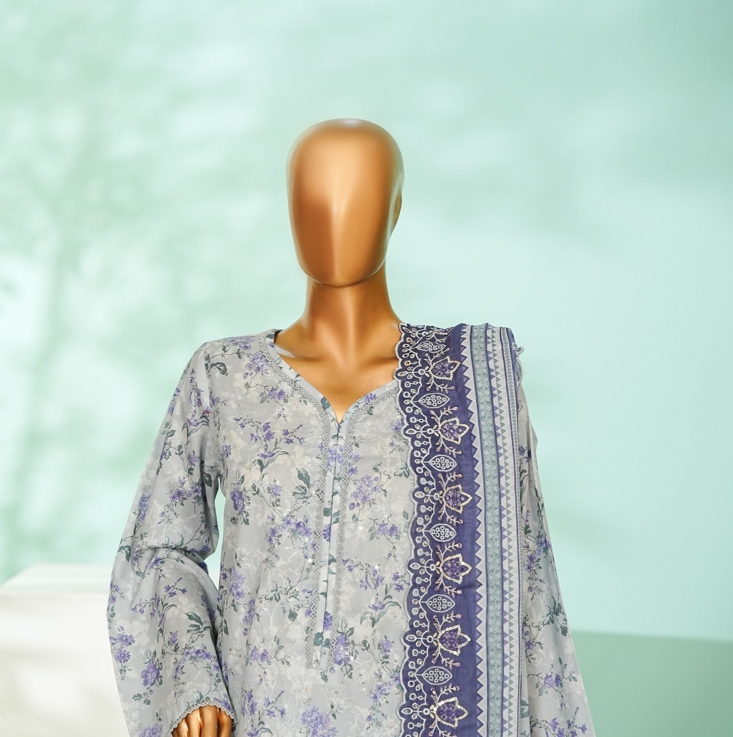 Bin Saeed Chikankari Lawn 3 Piece Suit BIN227