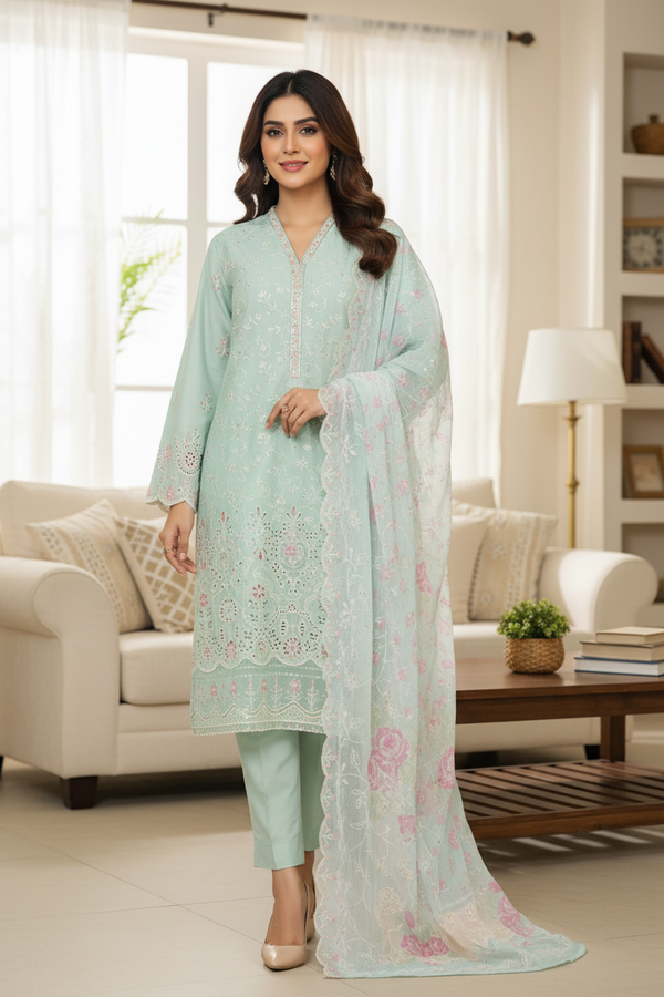 Bin Saeed Luxury Lawn 3 Piece Suit BIN219