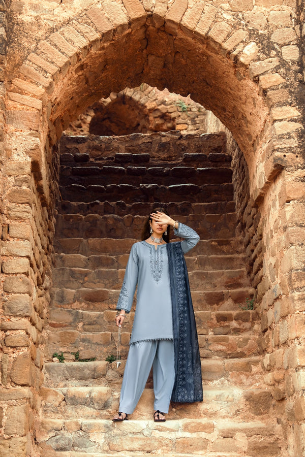 Casual Lite Embroidered Cotton 3 Piece Farshi Shalwar Suit CAS05