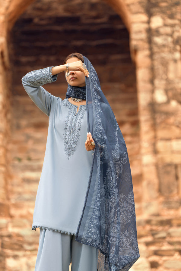 Casual Lite Embroidered Cotton 3 Piece Farshi Shalwar Suit CAS05