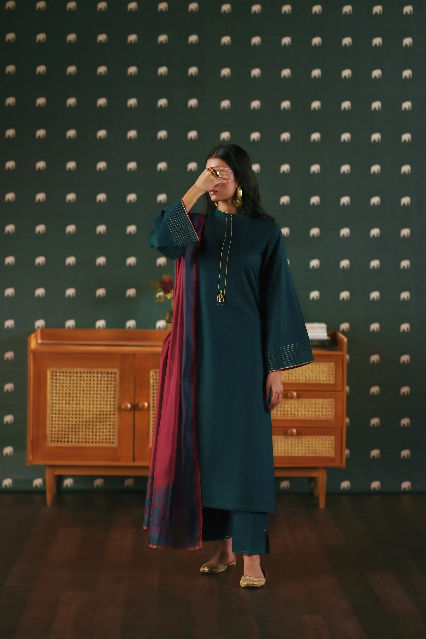 Casual Lite Cotton Solids Tealora 3 Piece Suit CAS53