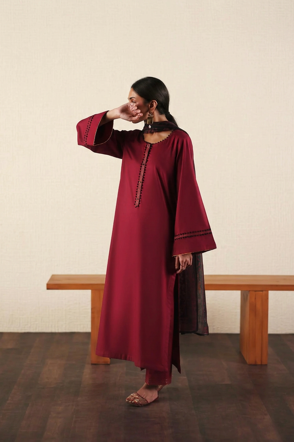 Casual Lite Cotton Solids Rosso Velato 3 Piece Suit CAS54