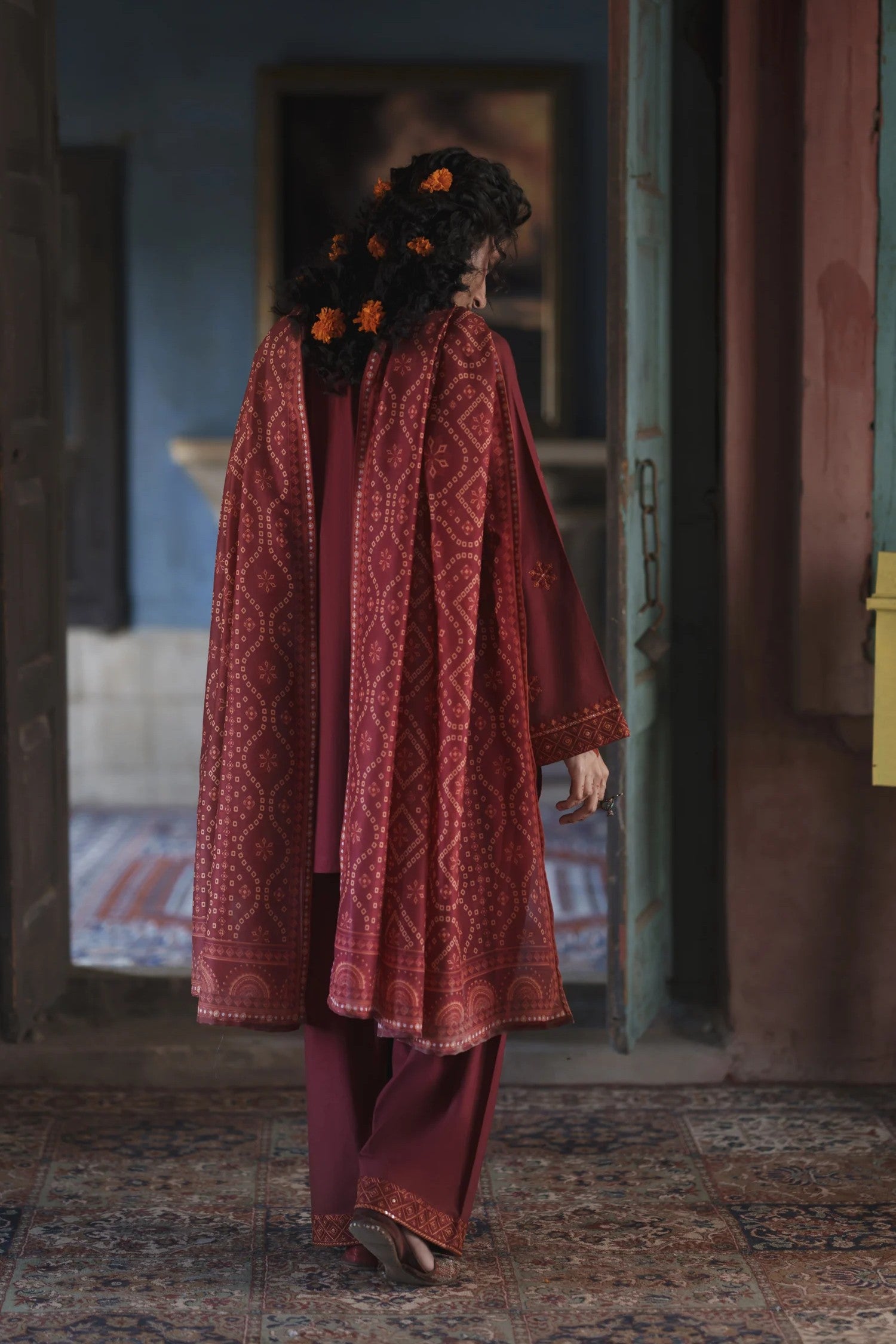 Casual Lite Festive Shalwar Kameez Crimson Serenity CAS40