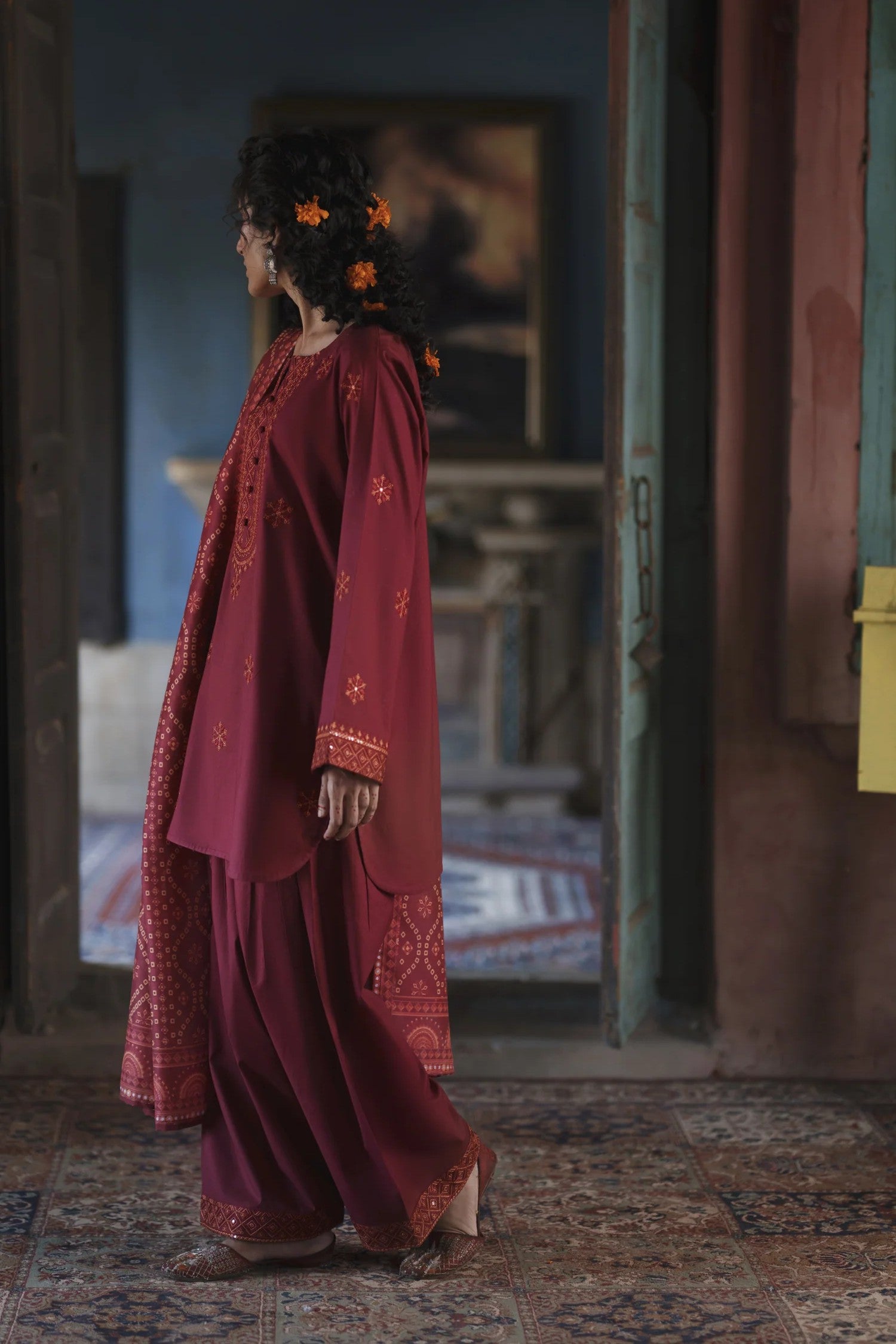 Casual Lite Festive Shalwar Kameez Crimson Serenity CAS40