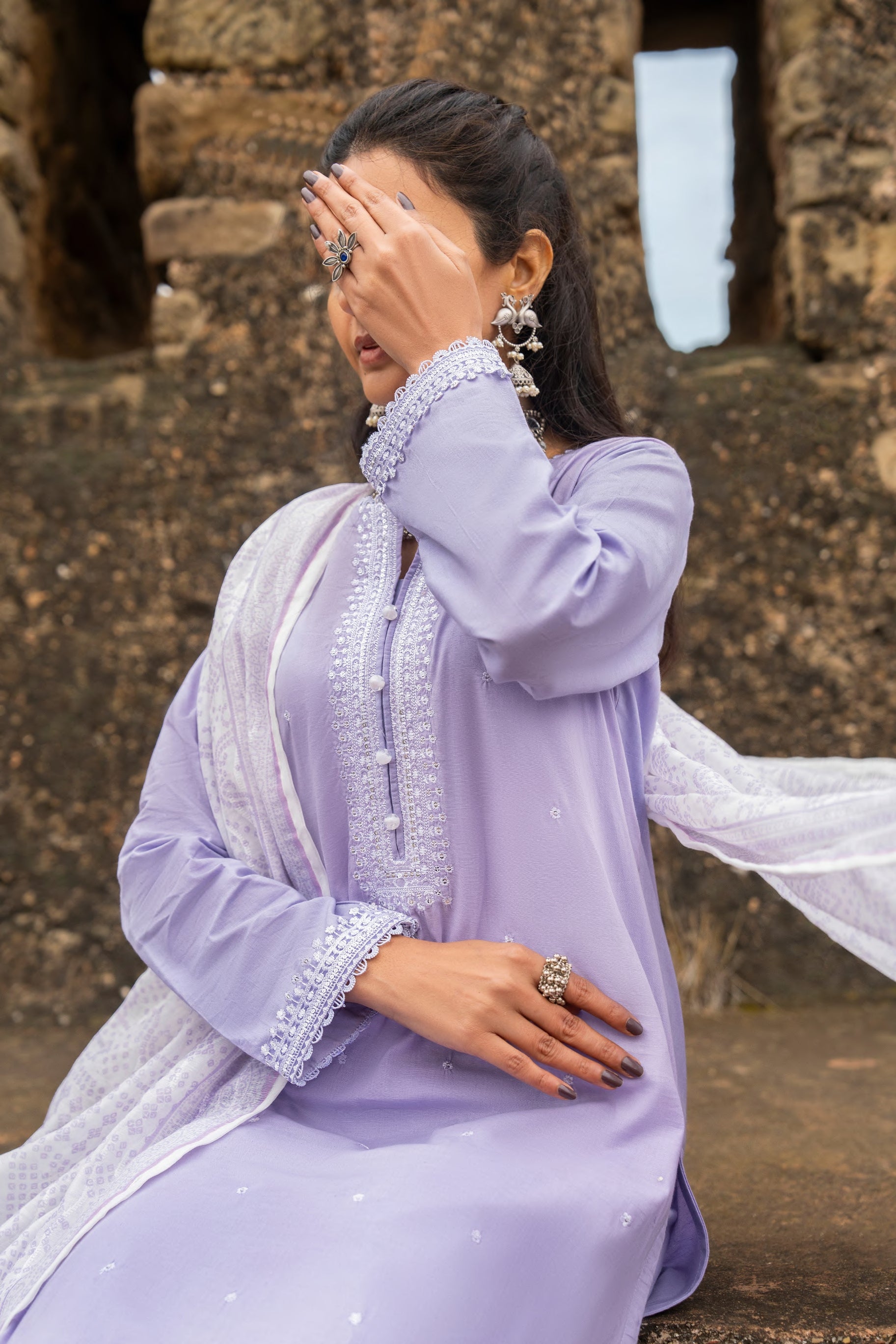 Casual Lite Embroidered Cotton 3 Piece Suit CAS04