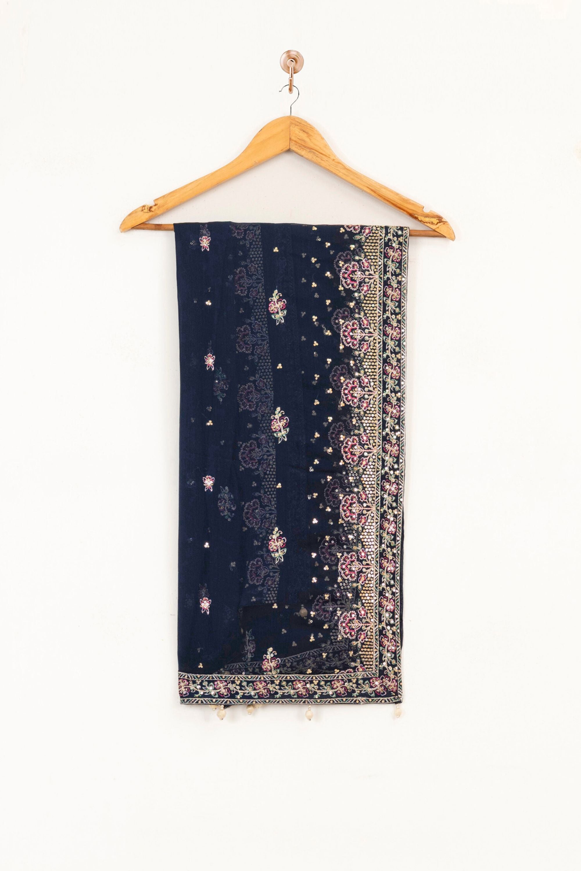 Farasha Embroidered Chiffon Wedding Wear Navy Noir FAR17