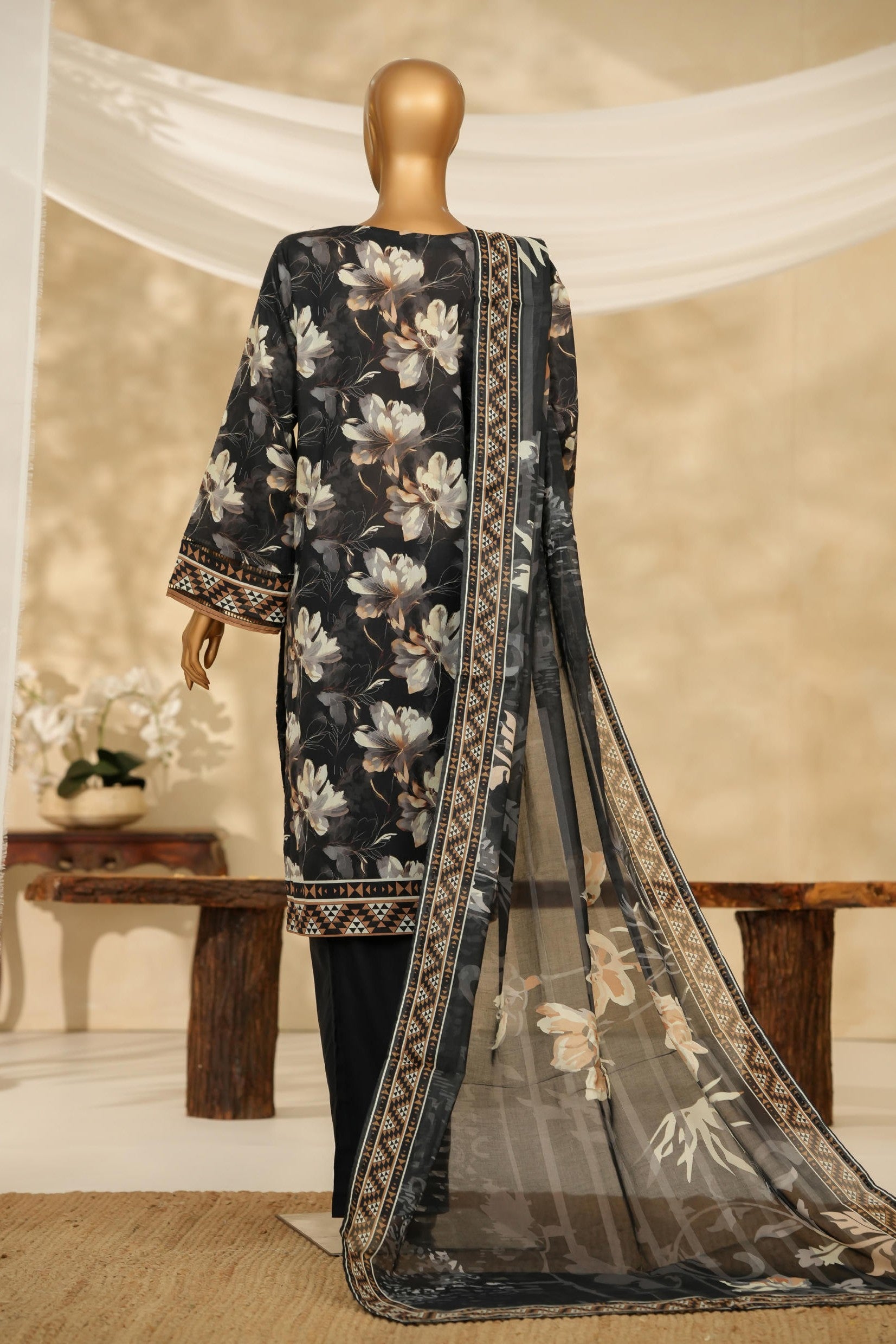 HZ Textiles Chikankari Lawn 3 Piece Suit HZT01