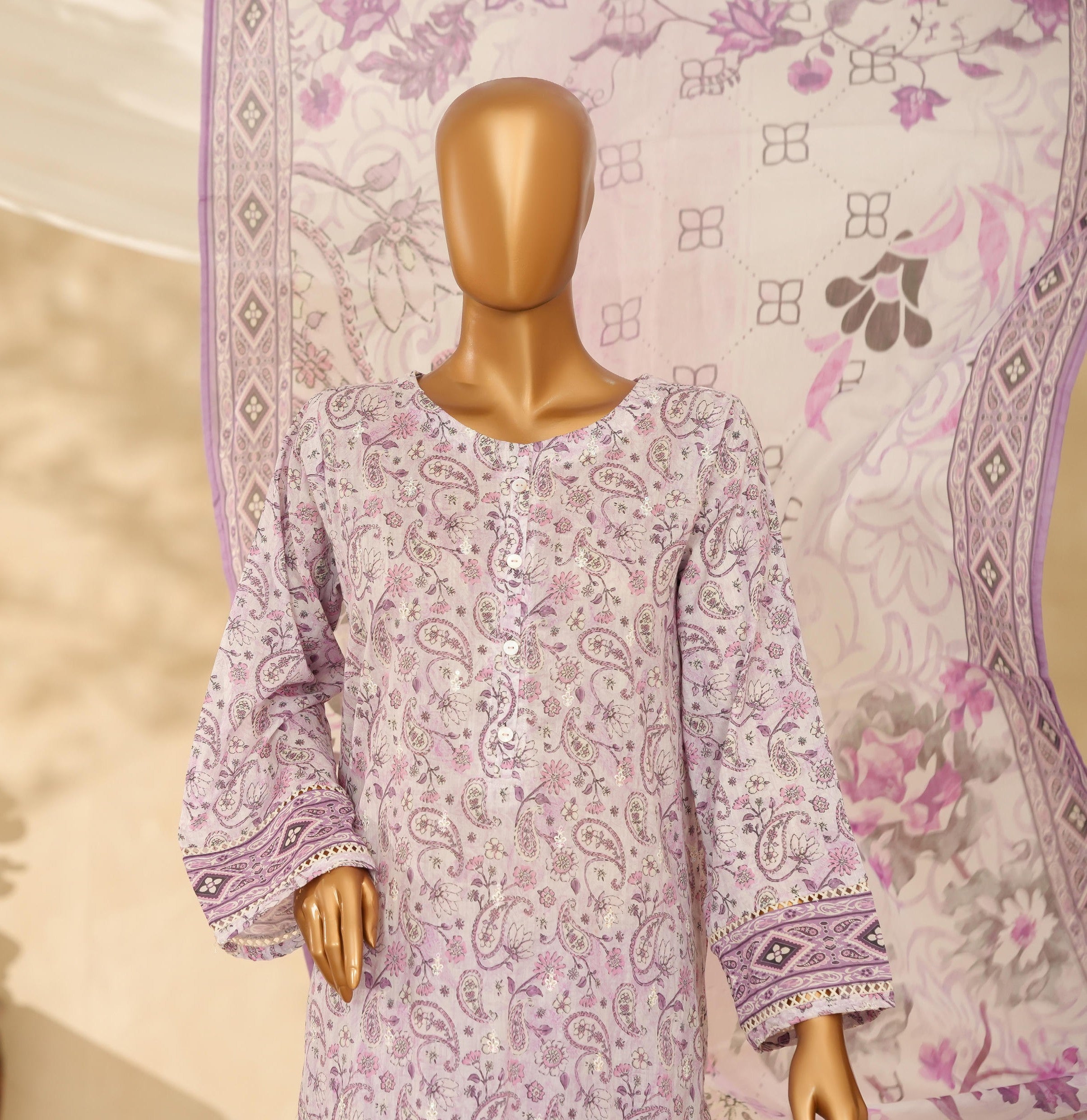HZ Textiles Chikankari Lawn 3 Piece Suit HZT02
