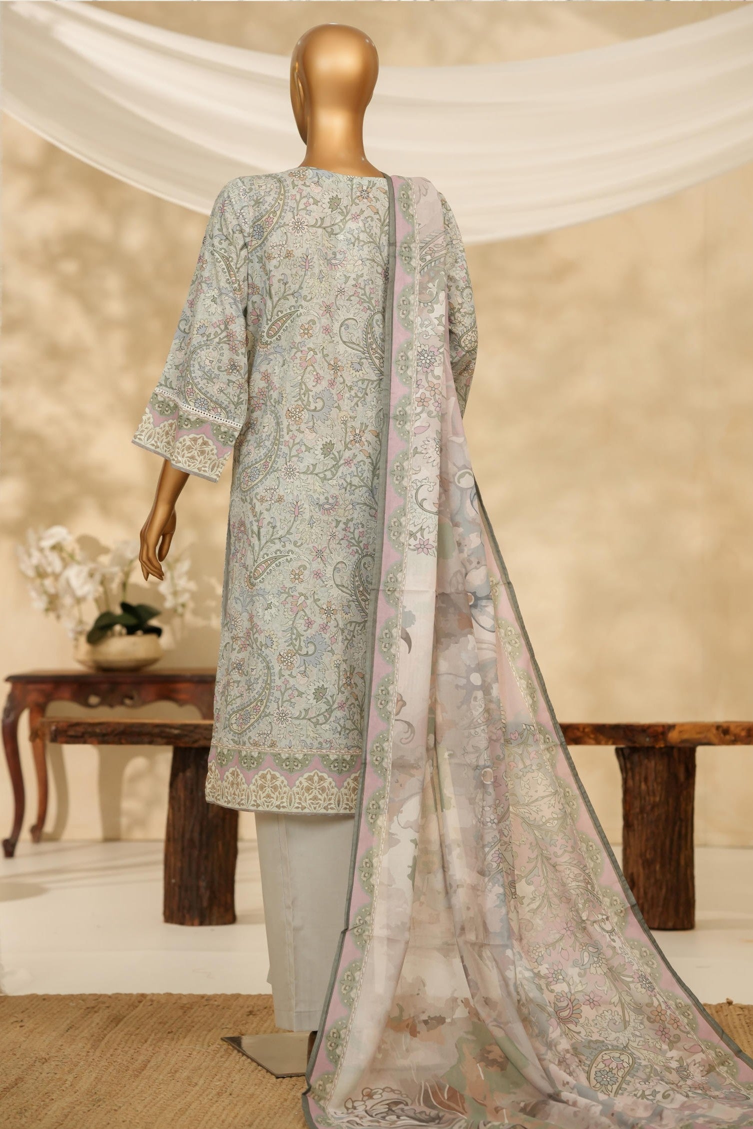 HZ Textiles Chikankari Lawn 3 Piece Suit HZT03