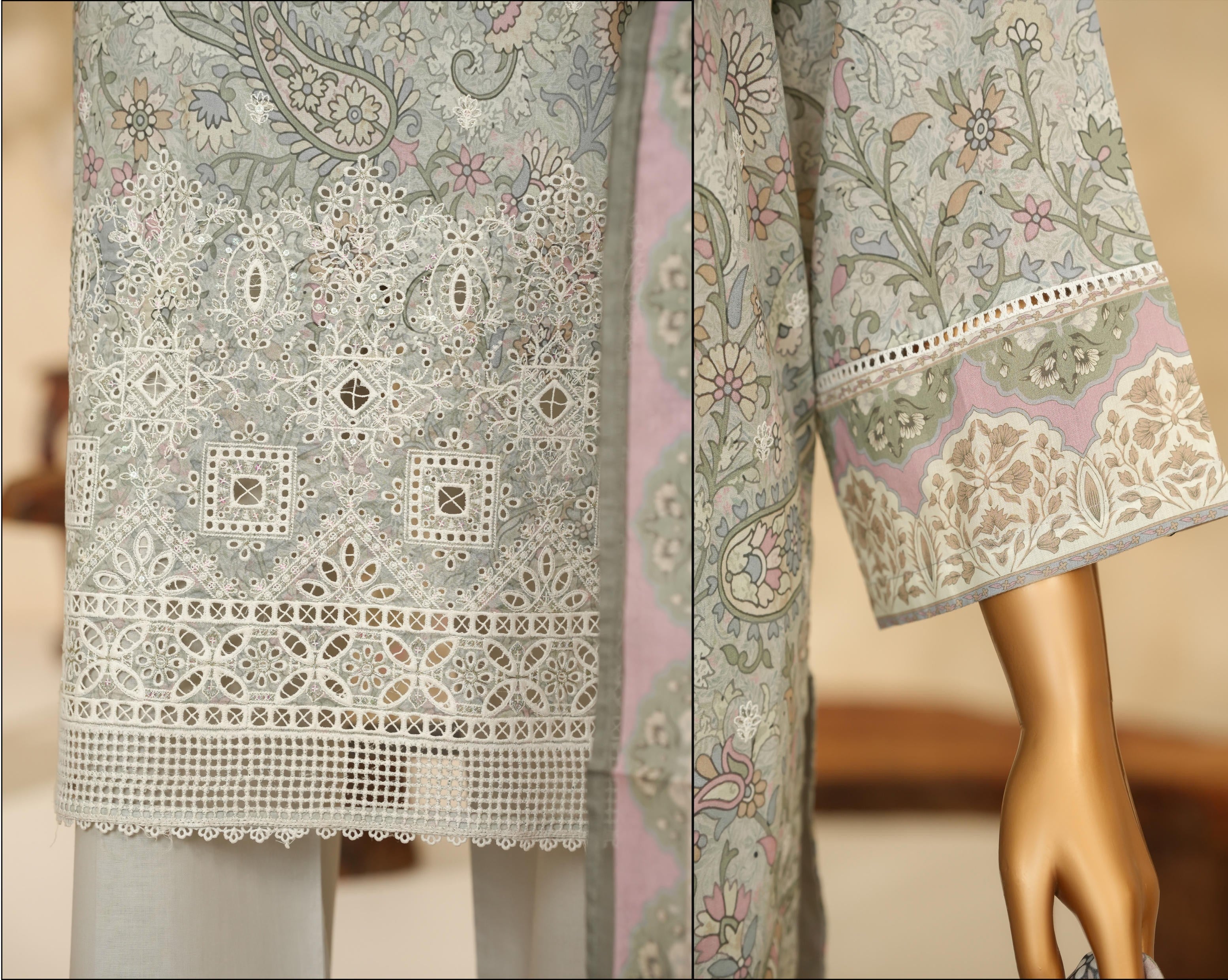 HZ Textiles Chikankari Lawn 3 Piece Suit HZT03