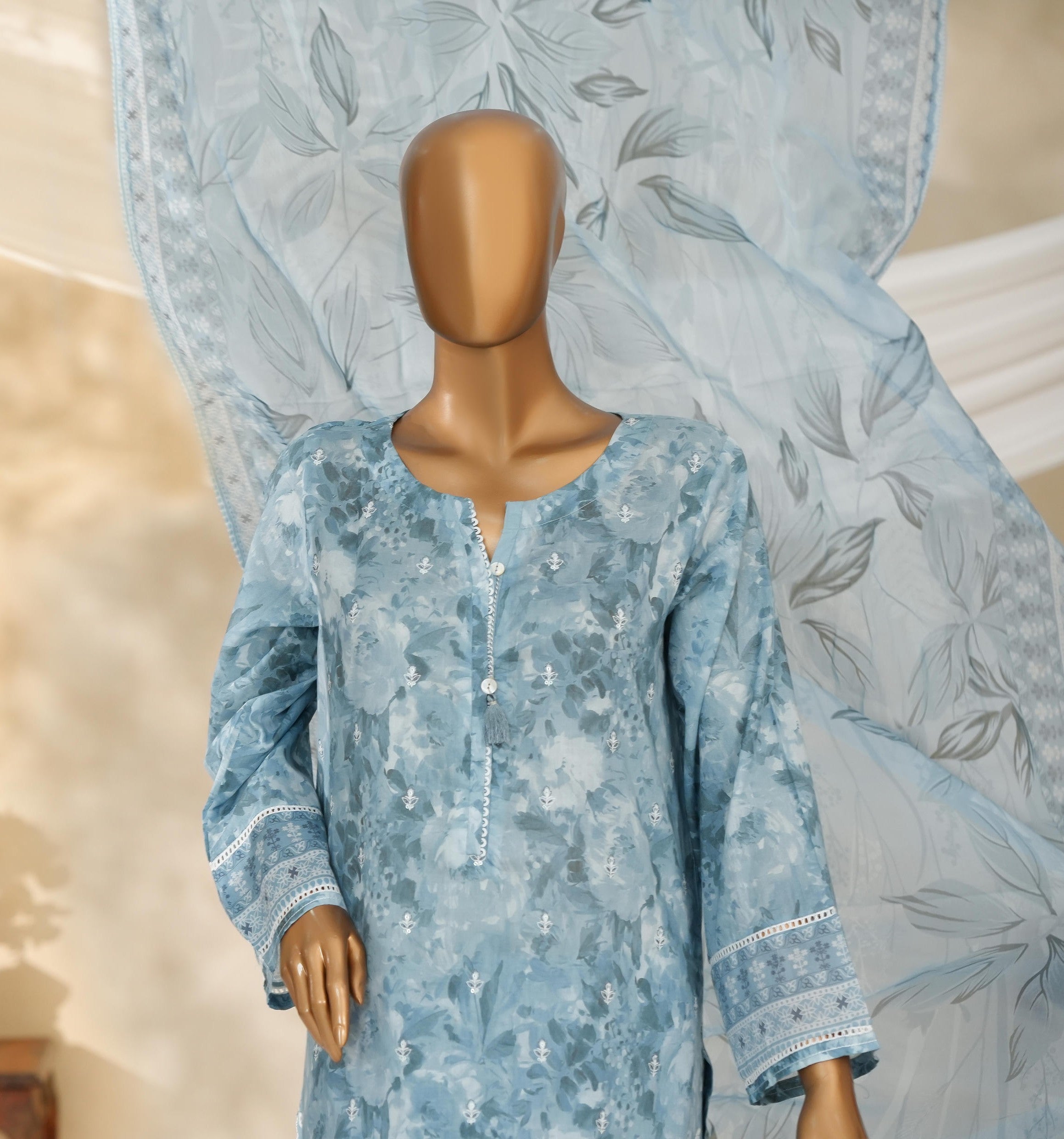 HZ Textiles Chikankari Lawn 3 Piece Suit HZT04