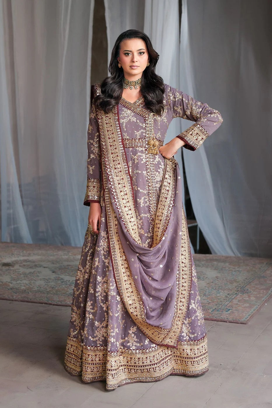 Haseens Khushbakht Wedding Wear Chiffon Maxi Dress HAS25
