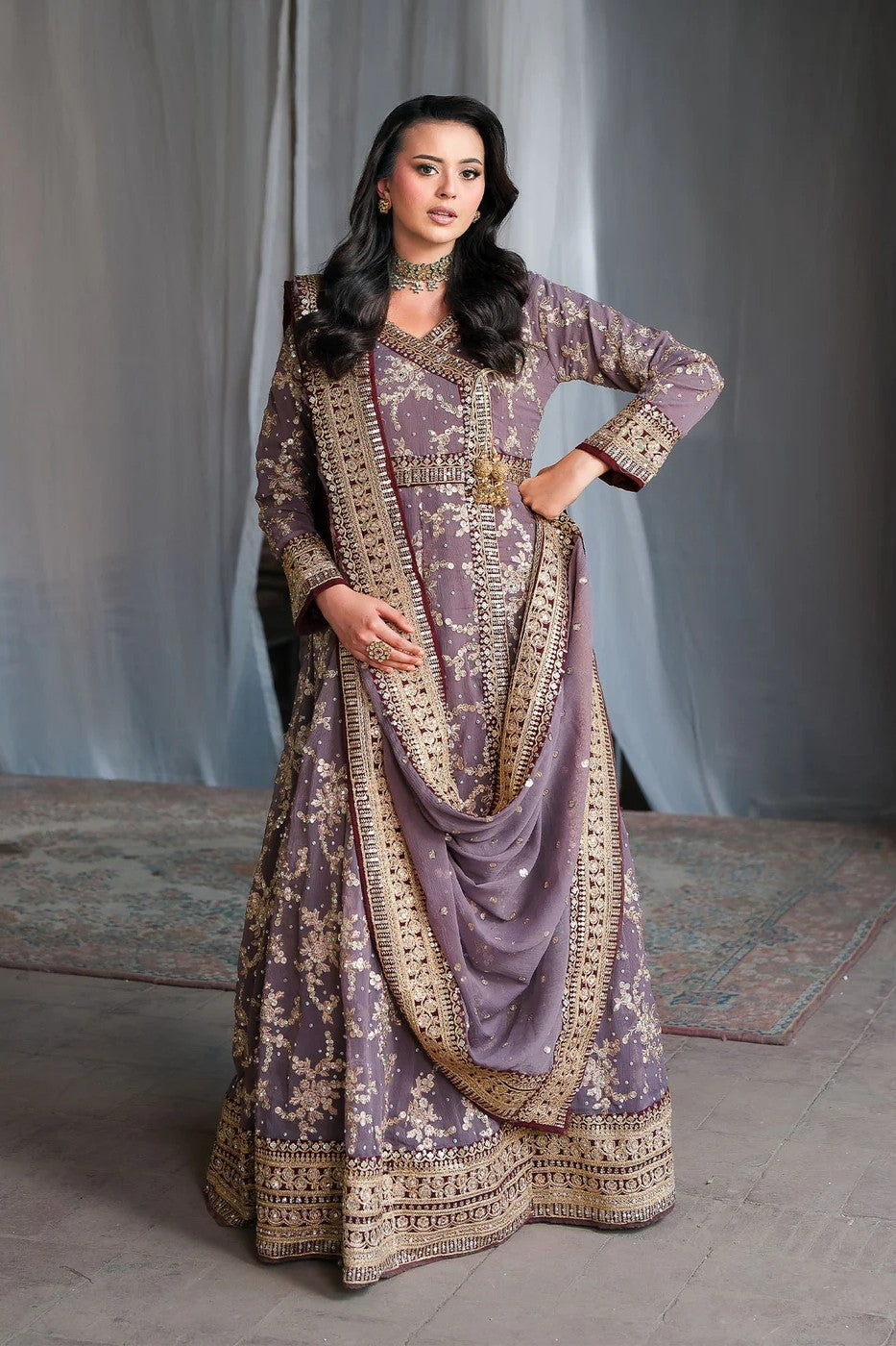 Haseens Khushbakht Wedding Wear Chiffon Maxi Dress HAS25