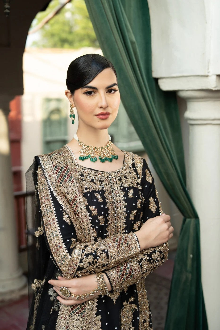 Haseens Anishka Black Wedding Wear Chiffon Suit HAS24