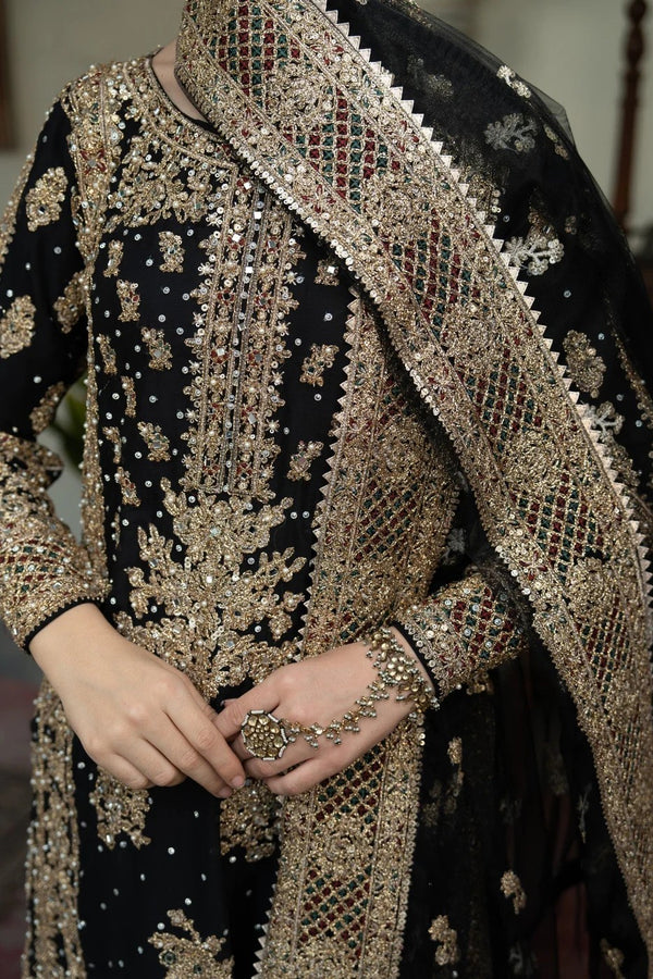 Haseens Anishka Black Wedding Wear Chiffon Suit HAS24