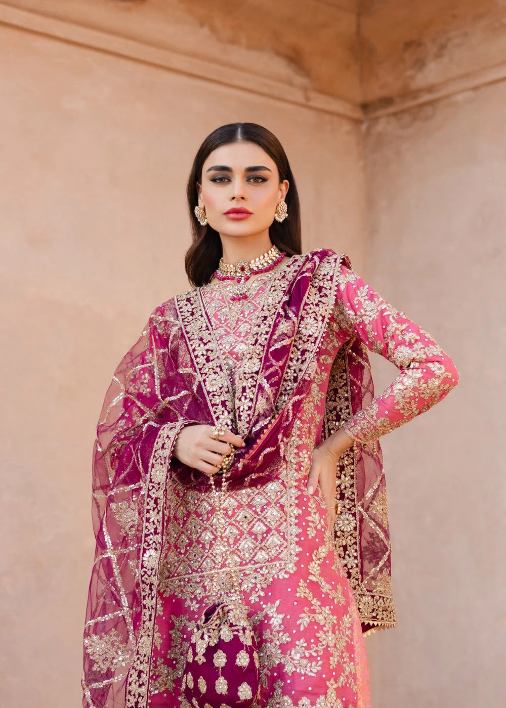 Haseens Nazain Chiffon Wedding Wear Gharara HAS26