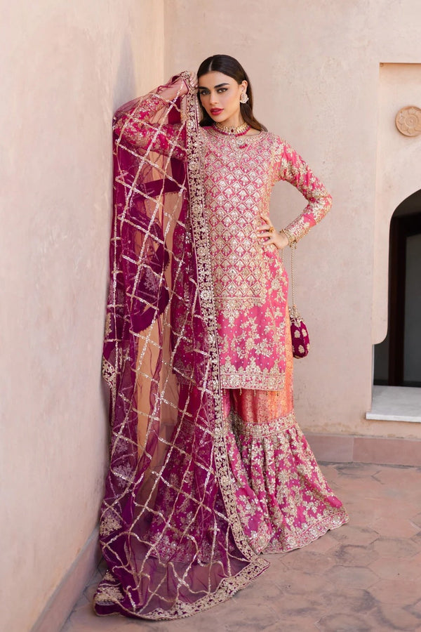 Haseens Nazain Chiffon Wedding Wear Gharara HAS26