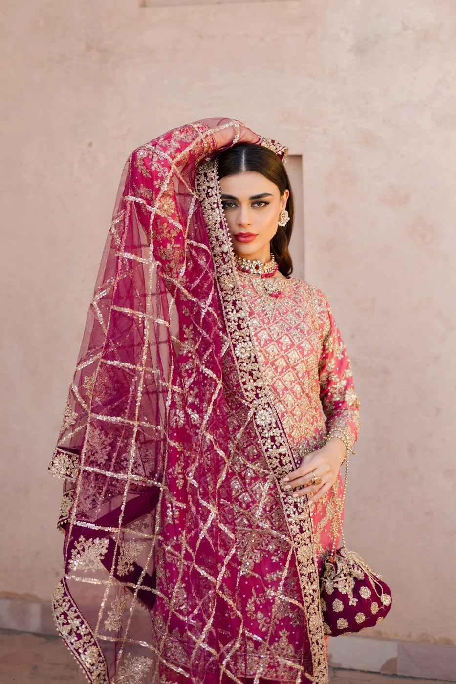 Haseens Nazain Chiffon Wedding Wear Gharara HAS26