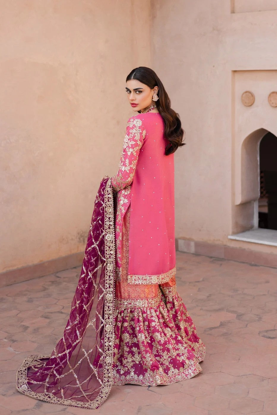 Haseens Nazain Chiffon Wedding Wear Gharara HAS26