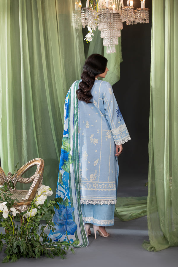 Heeras Embroidered Cambric 3 Piece Suit HEE09