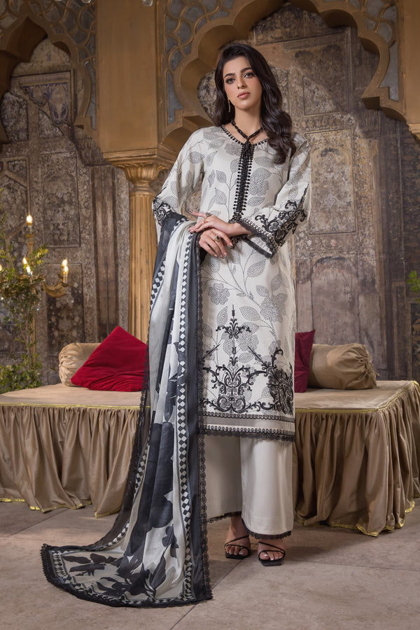 Heeras Embroidered Cambric 3 Piece Suit HEE12