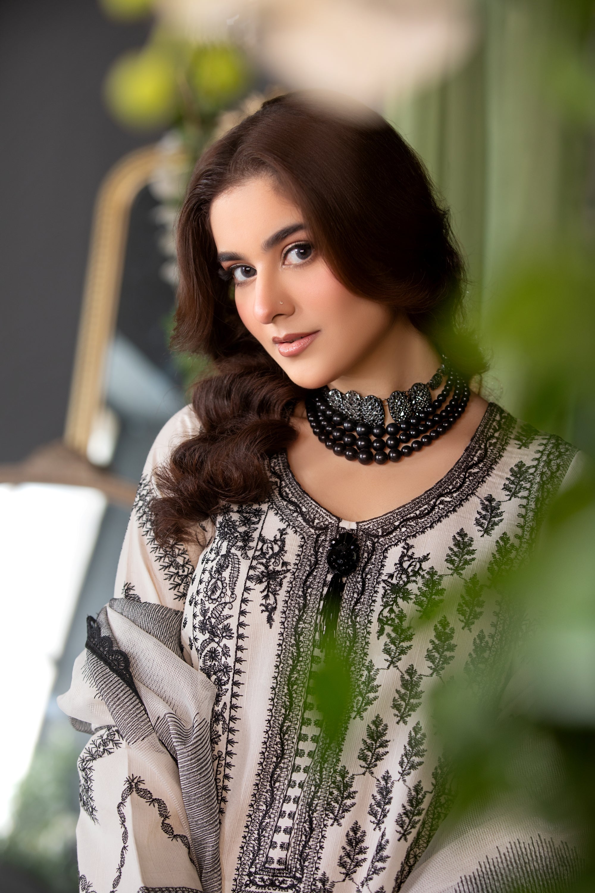 Heeras Embroidered Cambric 3 Piece Suit HEE16