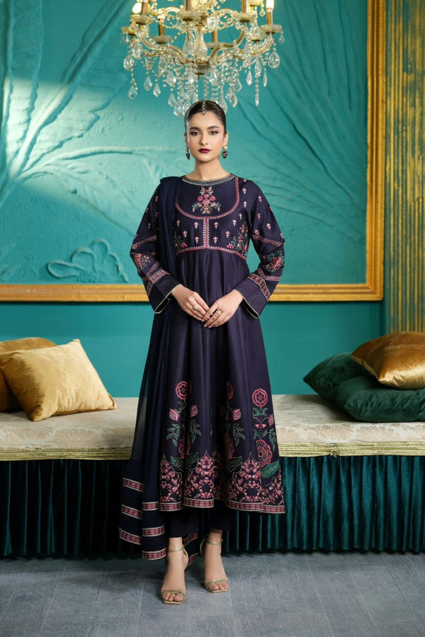 Heeras Embroidered Viscose 3 Piece Frock HEE81