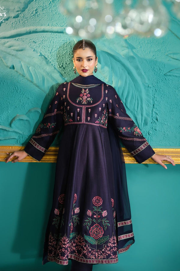 Heeras Embroidered Viscose 3 Piece Frock HEE81