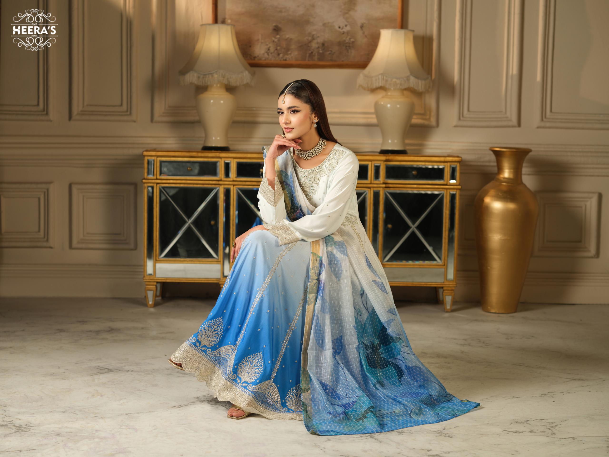 Heeras Embroidered Viscose 3 Piece Frock HEE73