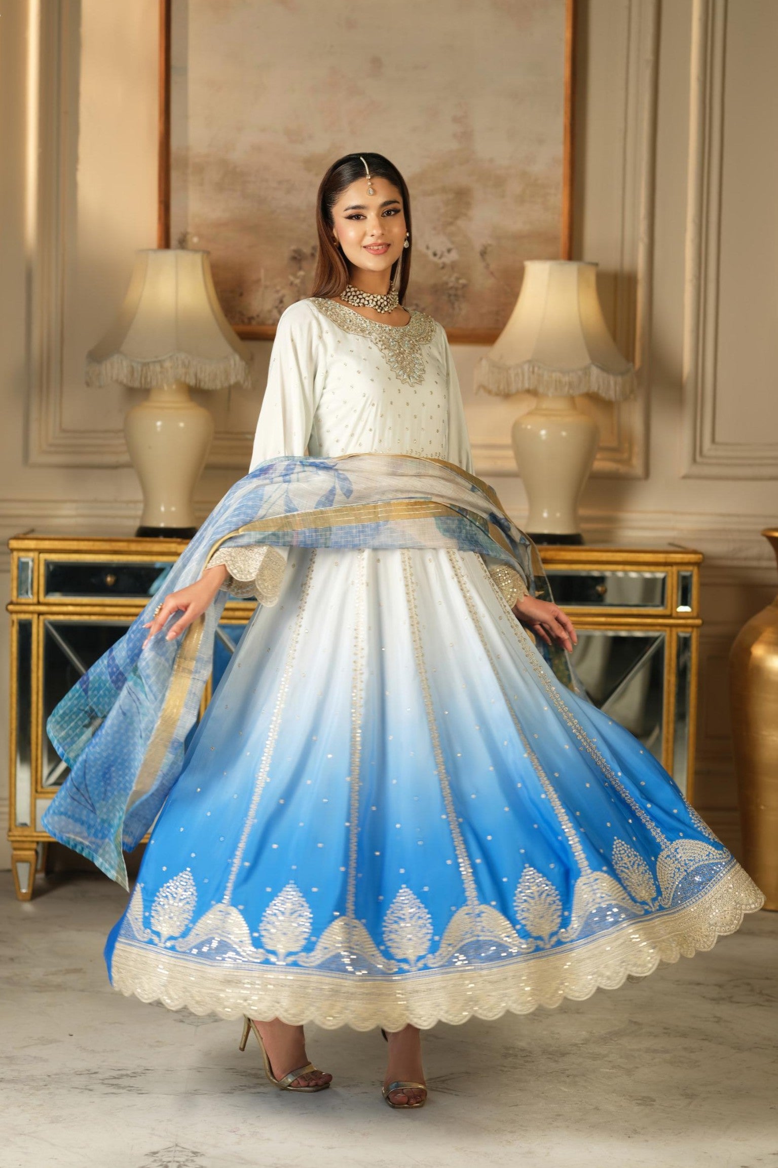 Heeras Embroidered Viscose 3 Piece Frock HEE73