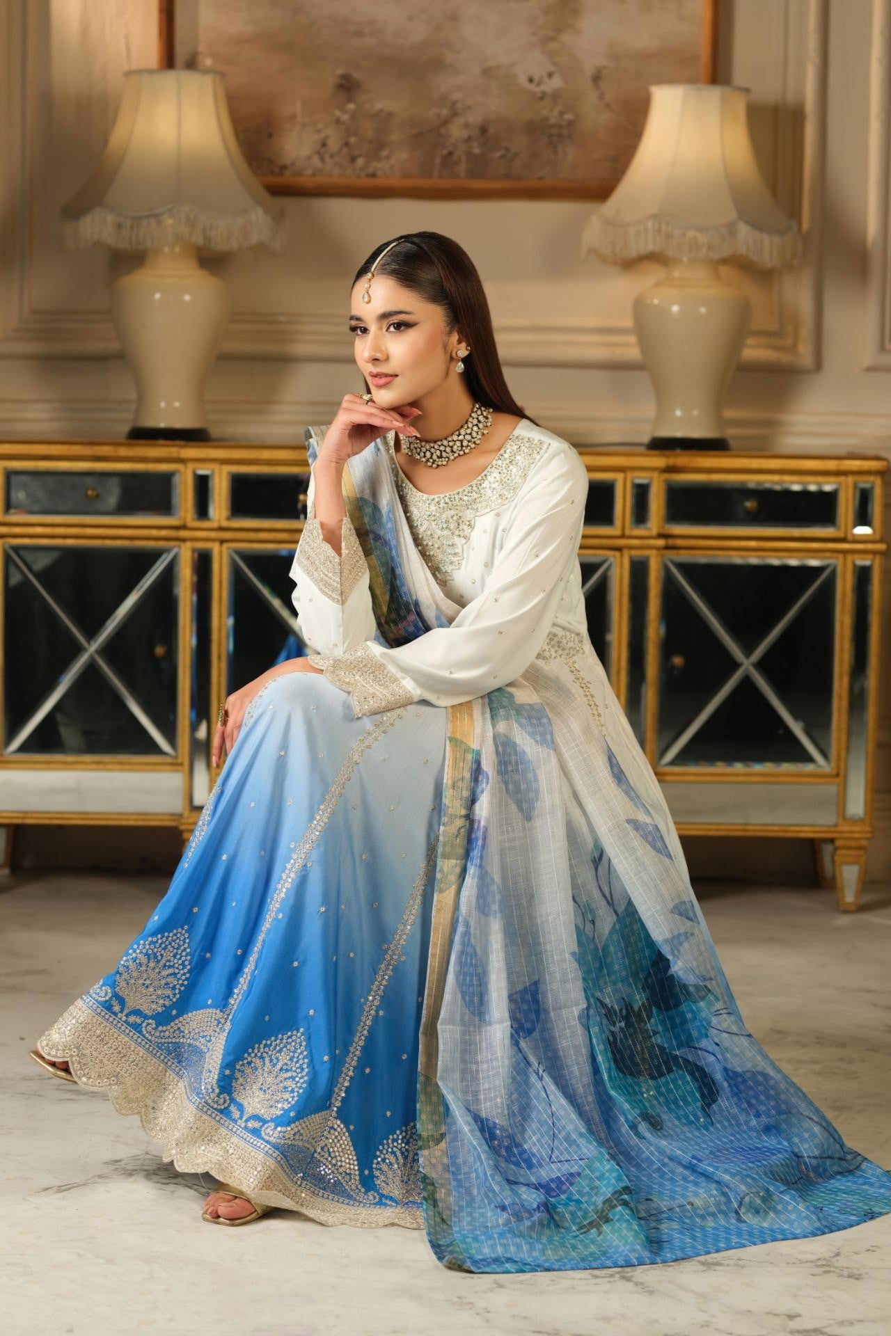 Heeras Embroidered Viscose 3 Piece Frock HEE73