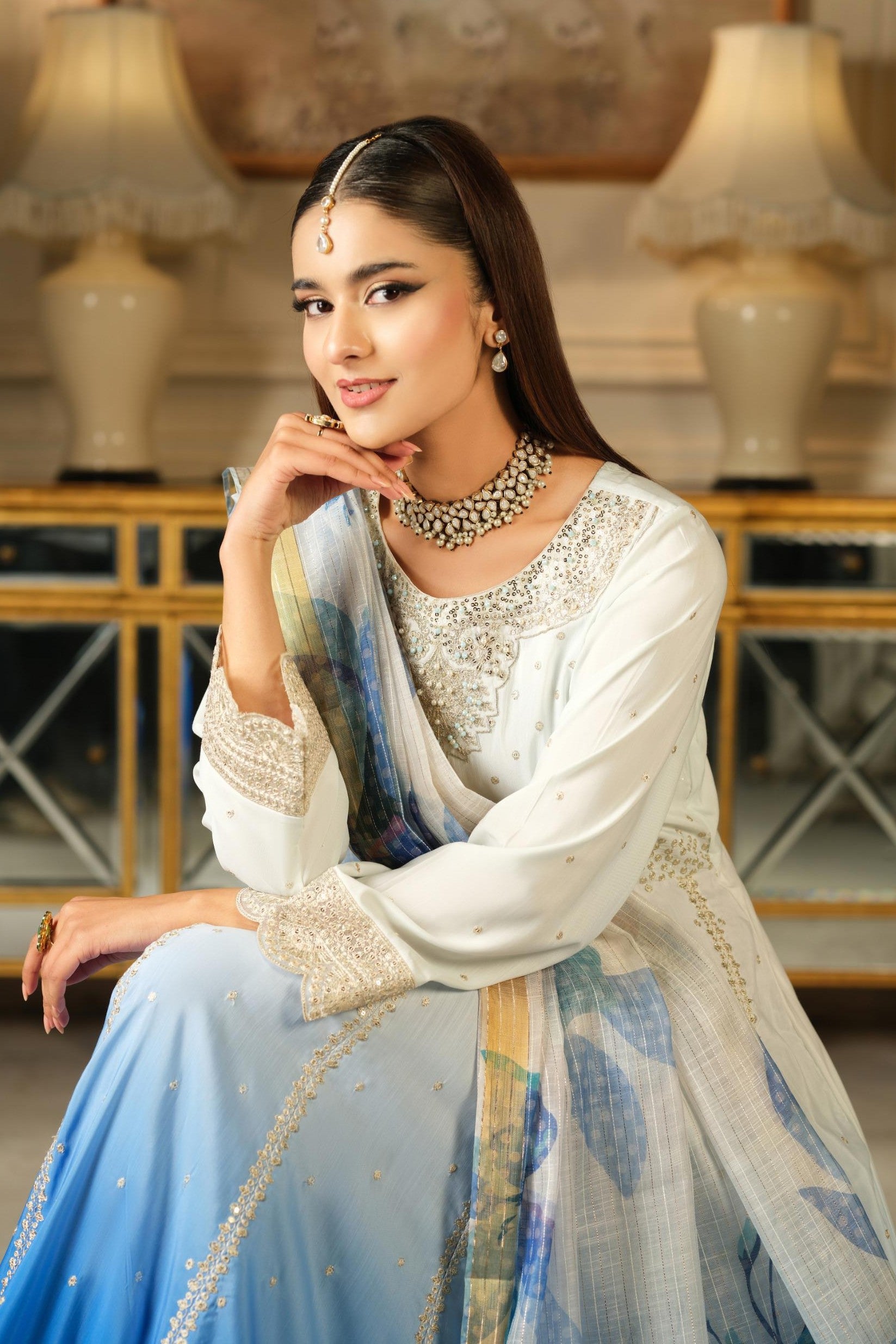 Heeras Embroidered Viscose 3 Piece Frock HEE73