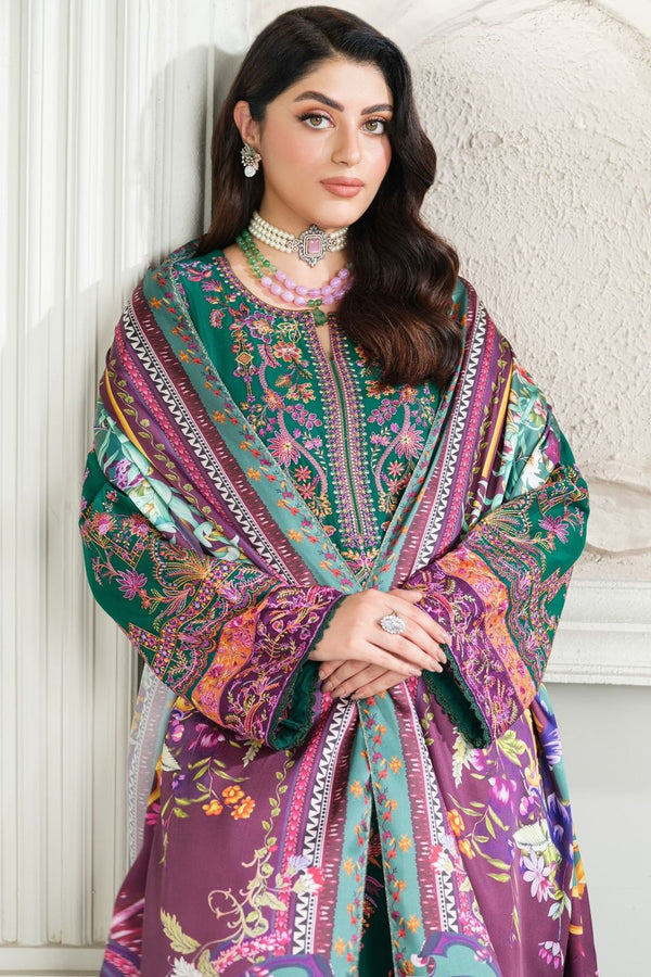 Heeras Embroidered Viscose 3 Piece Suit HEE84