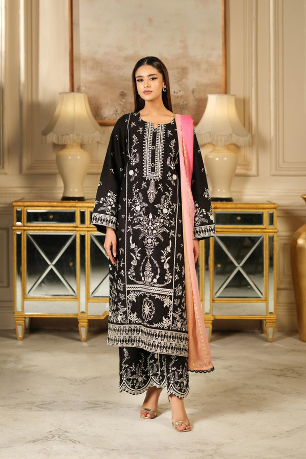 Heeras Embroidered Cambric 3 Piece Suit HEE85