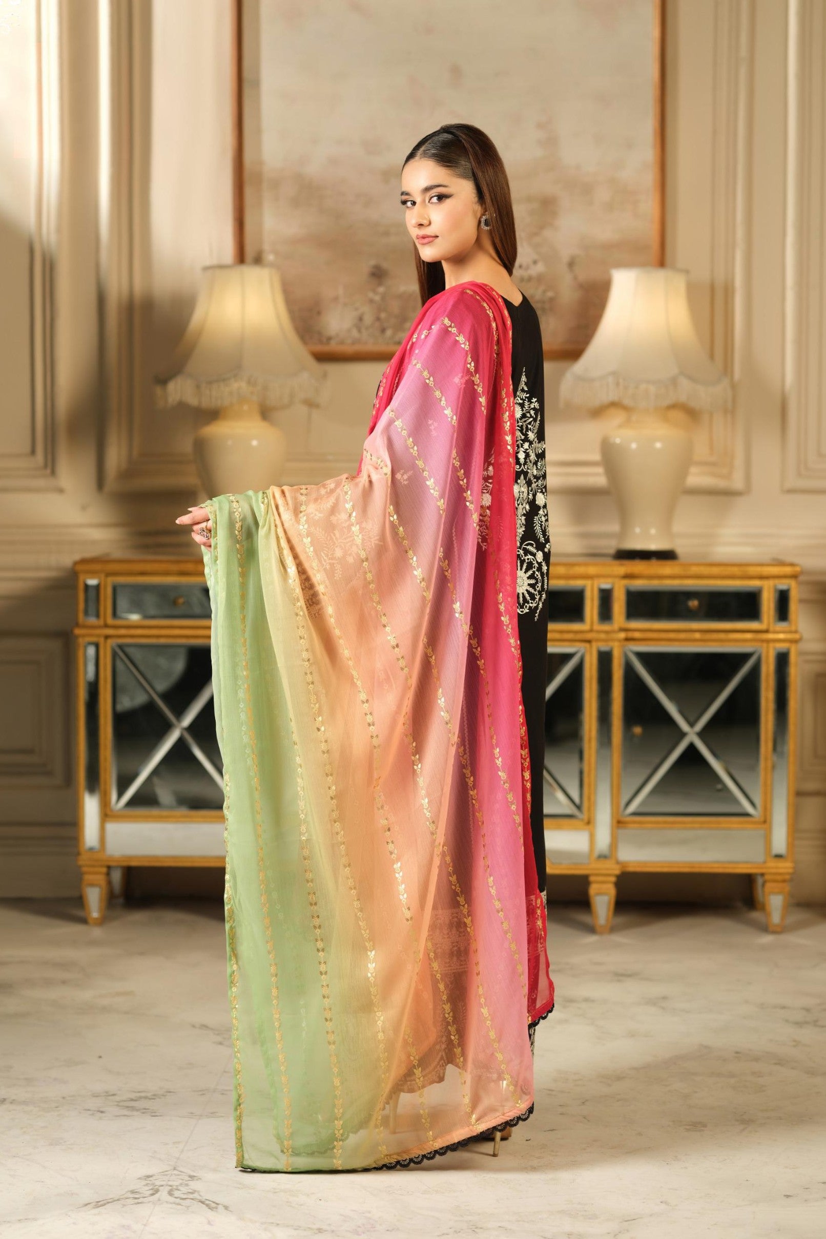 Heeras Embroidered Cambric 3 Piece Suit HEE85