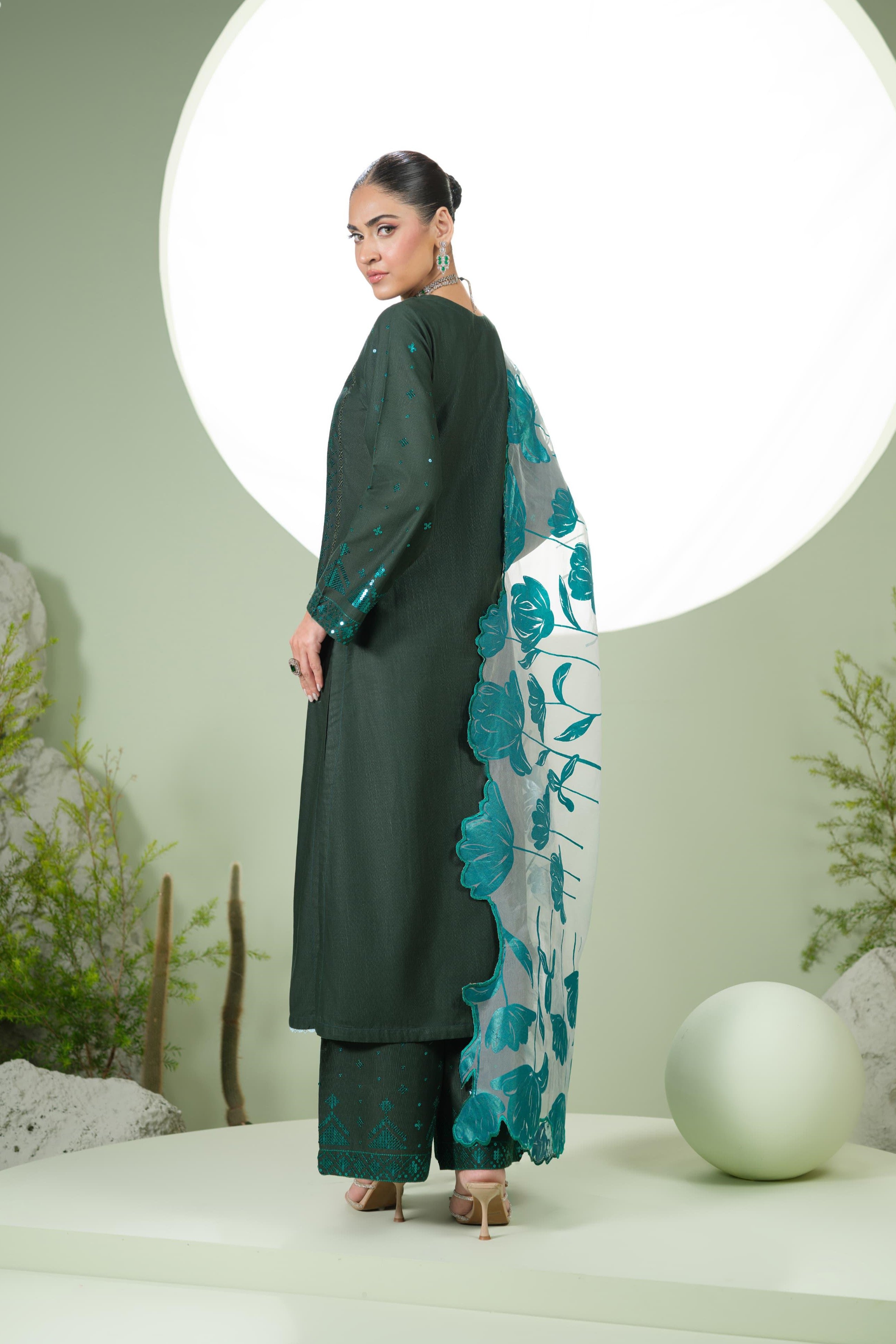 Heeras Embroidered Khaddar 3 Piece Suit HEE61
