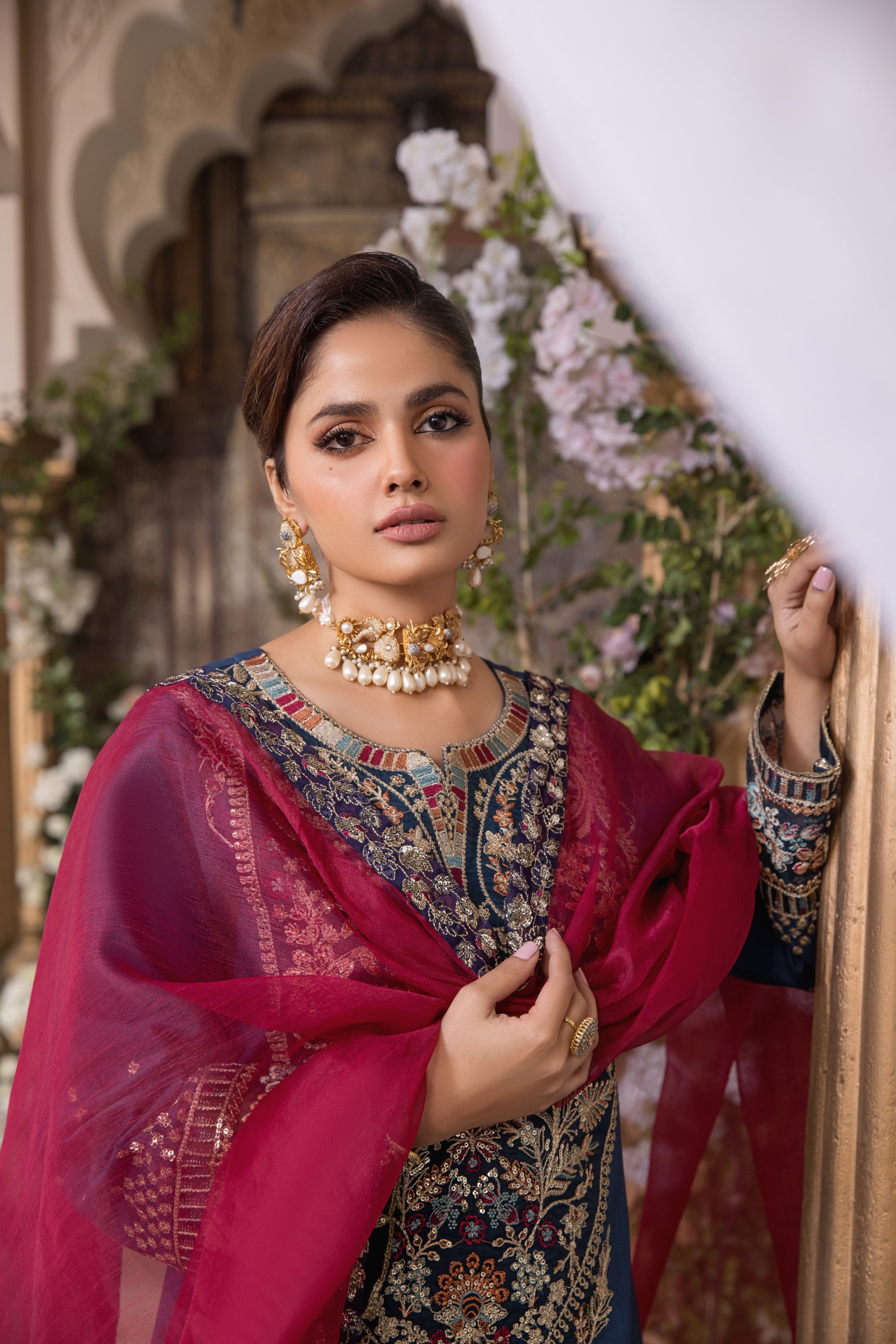 Heeras Embroidered Cambric 3 Piece Suit HEE11