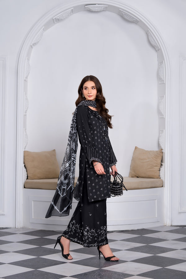 Heeras Embroidered Viscose 3 Piece Suit HEE51