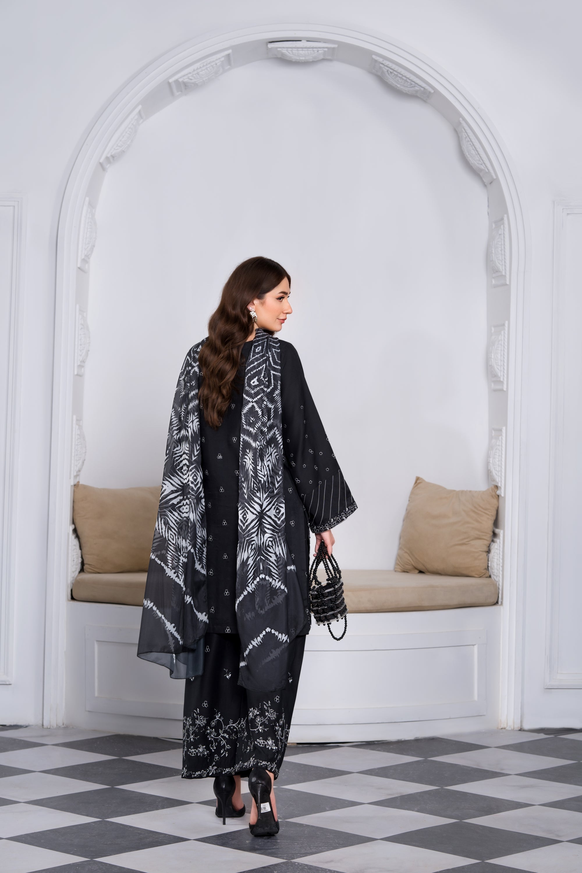 Heeras Embroidered Viscose 3 Piece Suit HEE51