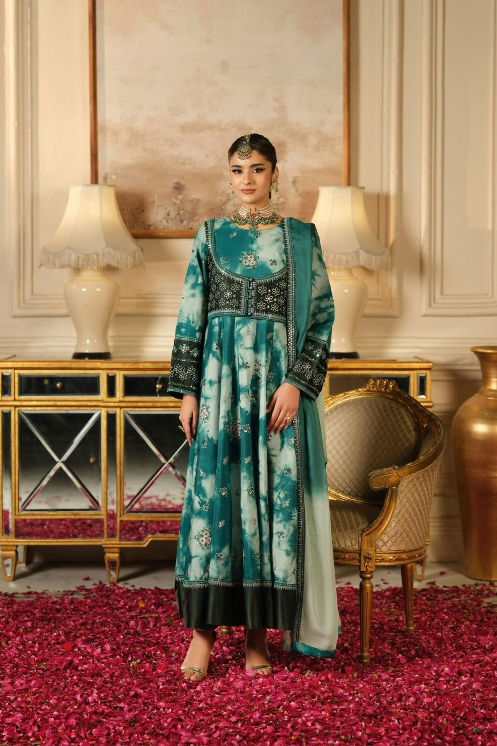 Heeras Embroidered Viscose 3 Piece Dress HEE88