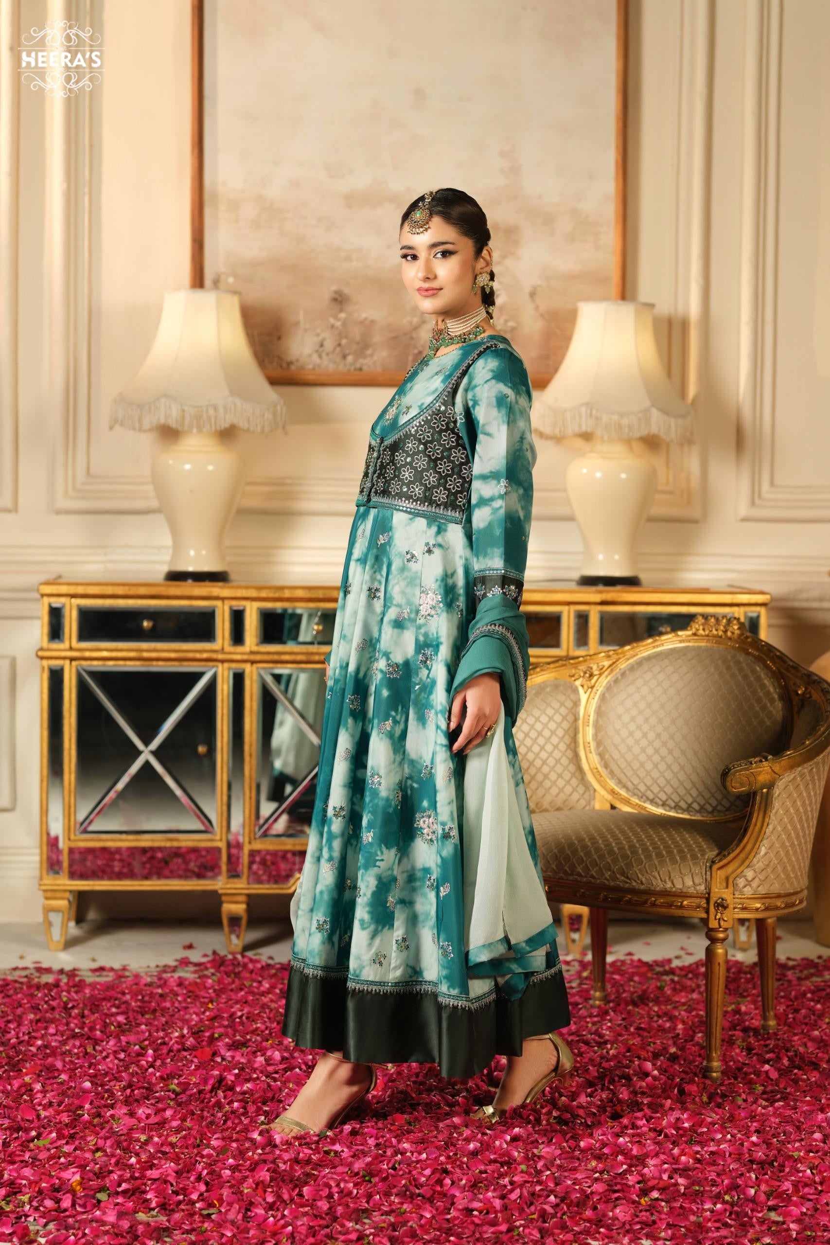 Heeras Embroidered Viscose 3 Piece Dress HEE88