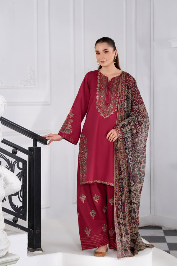 Heeras Embroidered Viscose Farshi Shalwar Suit HEE53