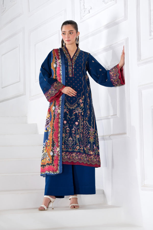 Heeras Embroidered Viscose 3 Piece Suit HEE60