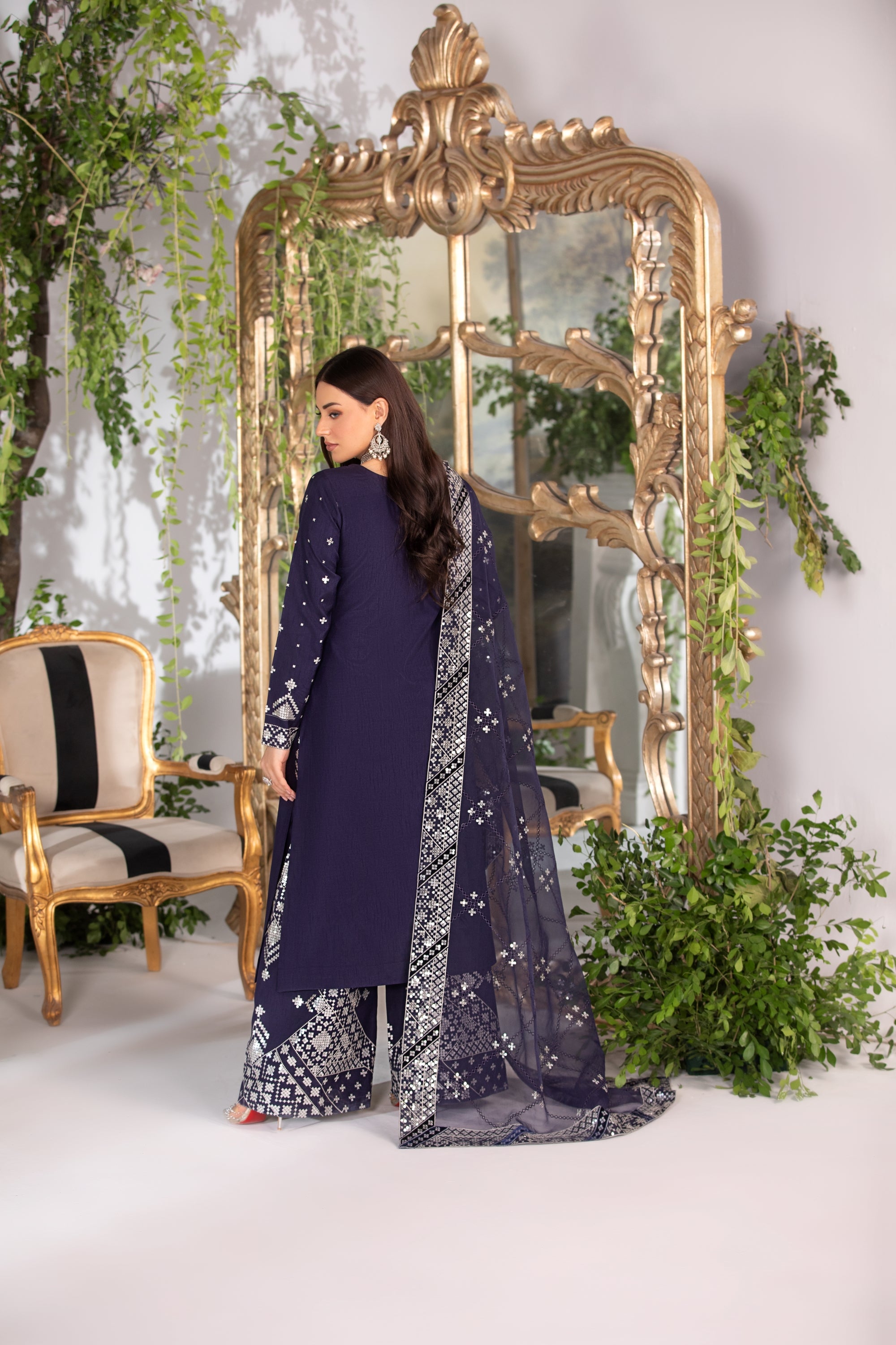 Heeras Embroidered Viscose 3 Piece Suit HEE01