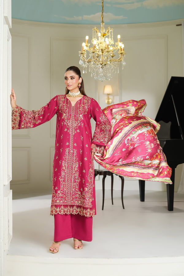 Heeras Embroidered Viscose 3 Piece Suit HEE83