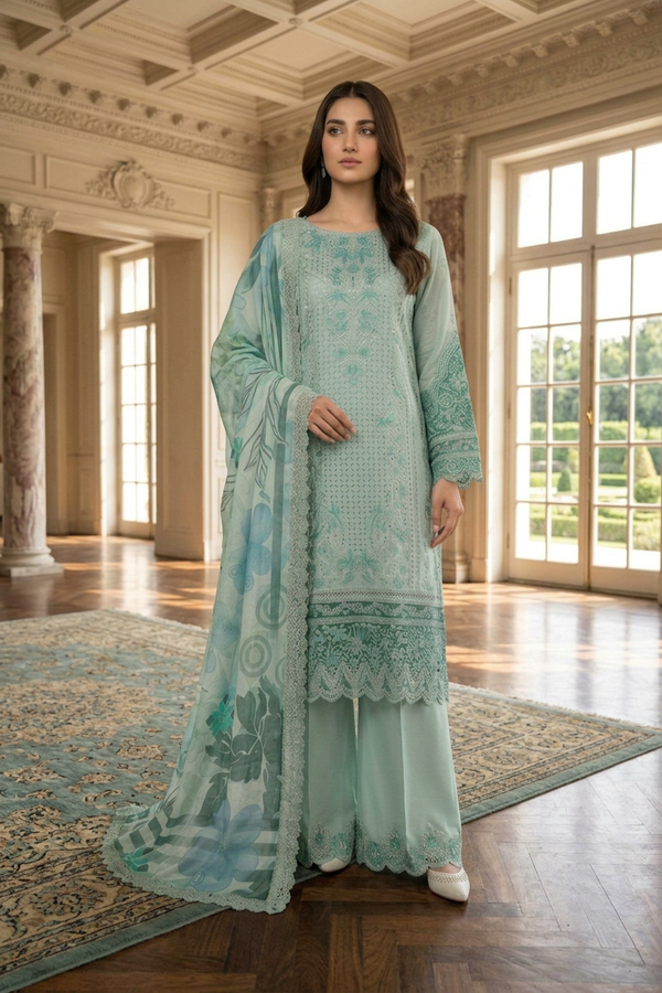 Imrozia Embroidered Cotton 3 Piece Suit IMR275