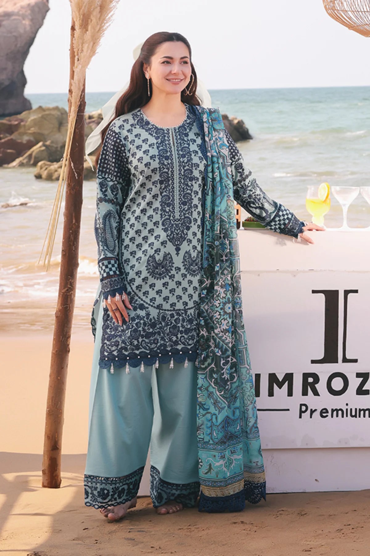Imrozia Hania Luxury Lawn Parizay Farshi Shalwar Suit IMR228