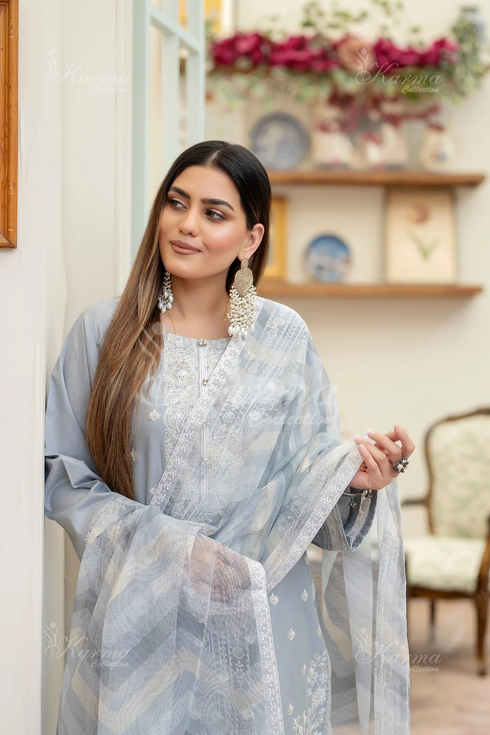 Karma Embroidered Cotton 3 Piece Suit KAR137
